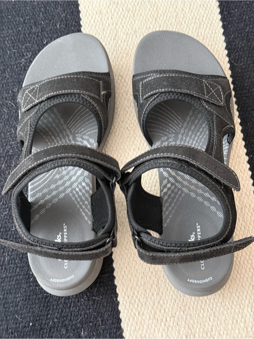Women’s Clark Cloud steppers black Comfort Strap Sandals